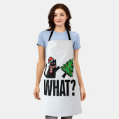 Tablier Noël Chat Tipping Xmas Tree Drôle (Porté)