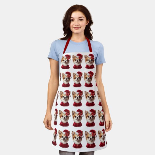 Tablier Noël Chihuahua Père Noël Apron (Porté)