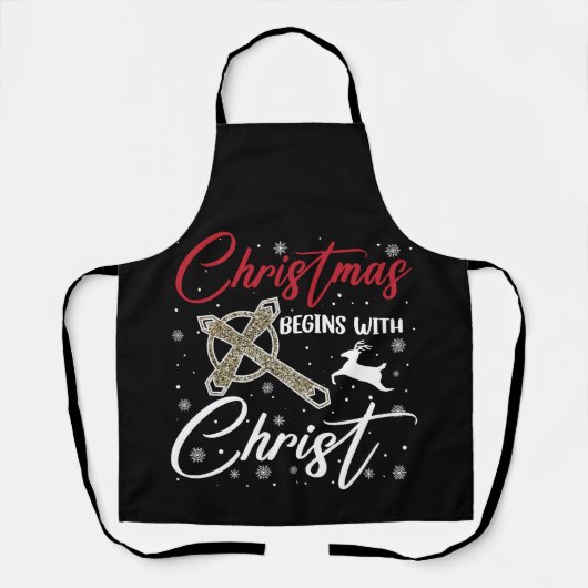 Tablier Noël commence avec le Christ Xmas chrétien (Recto)