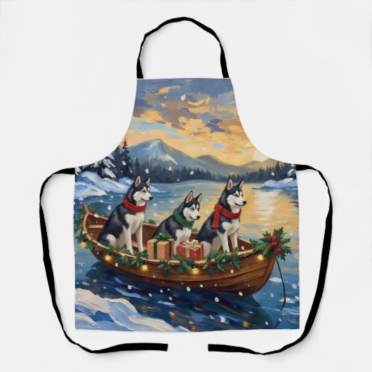 Tablier Noël de bateau de Husky sibérien (Recto)