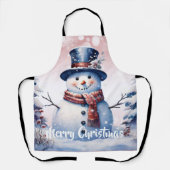 Tablier Noël de la forêt d'hiver | Rose (Recto)