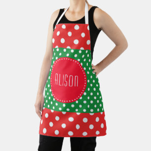 Tablier Noël de la Polka rouge et verte