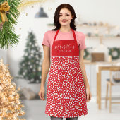 Tablier Noël des Pois blancs rouges monogrammes