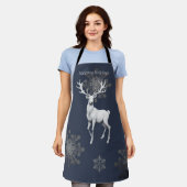 Tablier Noël des rennes d'ivoire | Bleu (Porté)