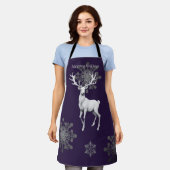 Tablier Noël des rennes d'ivoire | Pourpre (Porté)