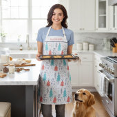 Tablier Noël des rennes modernes mignons Nom personnalisé