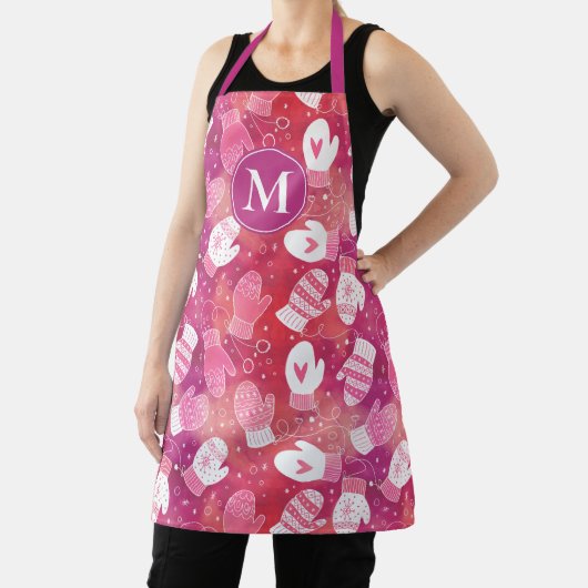 Tablier Noël d'hiver Mittens Motif en rose (Insitu)