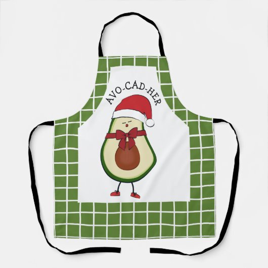Tablier Noël drôle pour son Avocado vert (Recto)