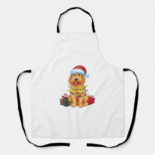 Tablier Noël Éclairage Santa Chapeau Goldendoodle Chien No