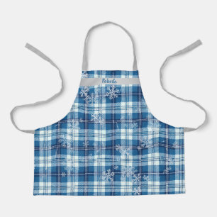 Tablier  Noël Élégant À Carreaux Bleu 