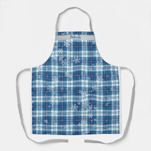 Tablier  Noël Élégant Carreaux Bleus 