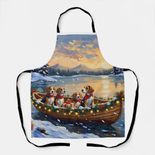Tablier Noël en bateau avec Beagle