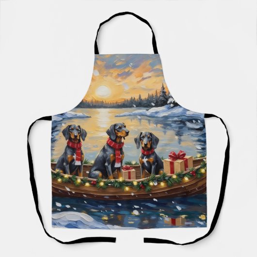 Tablier Noël en bateau avec Bluetick Coonhound (Recto)