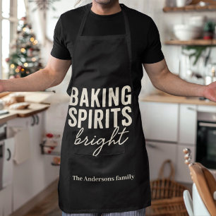 Tablier Noël en noir « Baking Spirits Bright »