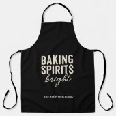 Tablier Noël en noir « Baking Spirits Bright » (Recto)