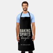 Tablier Noël en noir « Baking Spirits Bright » (Porté)