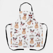 Tablier Noël festif scandinave des rennes de monogramme (Recto)