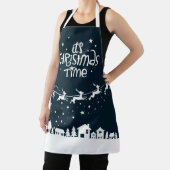 Tablier Noël fête bleue vacances père Noël rennes (Insitu)