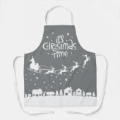 Tablier Noël fête gris vacances père Noël rennes (Recto)