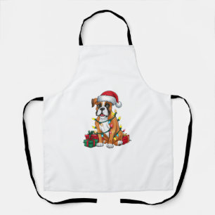 Tablier Noël Feu d'éclairage Santa Hat Boxer Chien Noël
