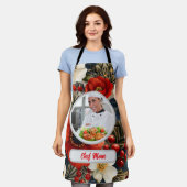 Tablier Noël Floral Personnalisé Chef Maman Photo (Porté)