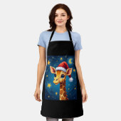 Tablier Noël Giraffe Santa Hat Starry Nuit Fête L (Porté)