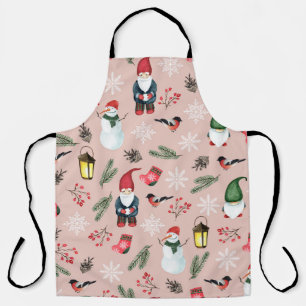 Tablier Noël Gnomes Aquarelle Motif sans coutures