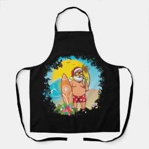 Tablier Noël Juillet Père Noël Hawaï Surf d'été Surfer