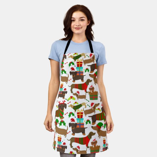Tablier Noël mignon Dachshund Chien Motif (Porté)
