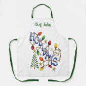 Tablier Noël mignon, lumières et étoiles avec texte de vac (Recto)