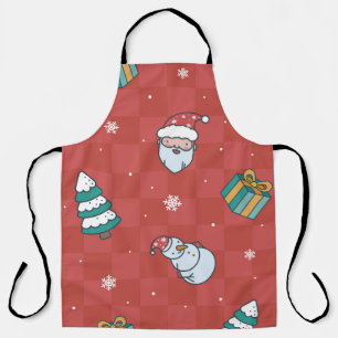Tablier Noël Minimaliste : Design sans couture rouge.
