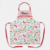 Tablier Noël Mittens Candy Red Pink Script Motif (Recto)