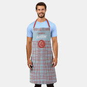 Tablier Noël moderne Bleu et Rouge Père Noël (Porté)