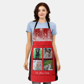 Tablier Noël moderne Nom de famille Photo Collage Rouge (Porté)