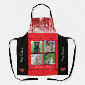 Tablier Noël moderne Nom de famille Photo Collage Rouge (Recto)