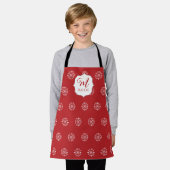 Tablier Noël Monogramme mignon Simple Flocon de neige roug (Porté)