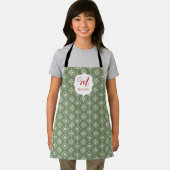 Tablier Noël Monogramme mignon Simple Flocon de neige vert (Insitu)