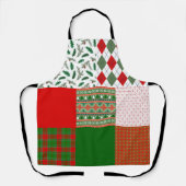 Tablier Noël Patchwork Motif rouge et vert (Recto)