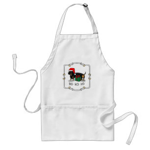 Tablier Noël Père Noël Dachshund (S noir & tan) mignonne