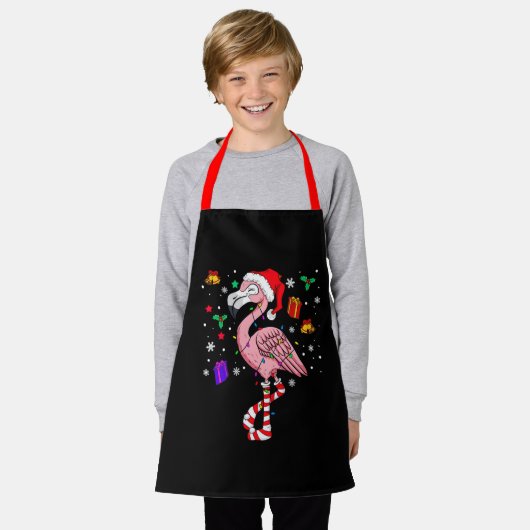 Tablier Noël Père Noël Flamant rose Lover Funny Classic (Porté)