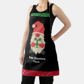 Tablier Noël personnalisé Rouge Vert Gnome Black Chef (Insitu)