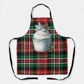 Tablier Noël Plaid Apron avec Noël Cupcake Design (Recto)