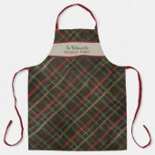 Tablier Noël plaid rouge vert nom de famille personnalisé (Recto)