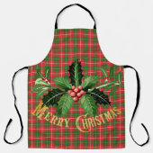 Tablier Noël plaqué rouge vert avec couronne (Recto)