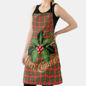 Tablier Noël plaqué rouge vert avec couronne (Insitu)