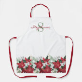 Tablier Noël Poinsettia Floral Nom du monogramme (Recto)