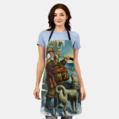 Tablier Noël Rétro Père Noël Télescope Chien Coucher de so (Porté)