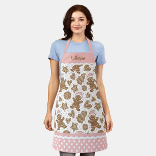 Tablier Noël rose mignonne Gingerbread Girl Apron