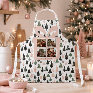 Tablier Noël rose moderne personnalisé