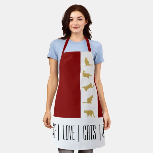 Tablier Noël Rouge Blanc Rouge Or (Porté)